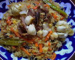 Плов из говядины и баранины с курдюком