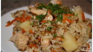 Плов с чечевицей и рисом