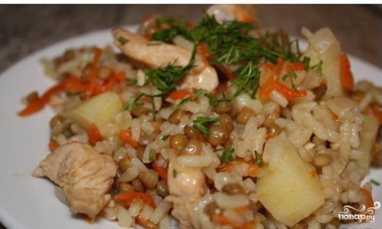 Рецепт плова с чечевицей и рисом