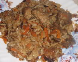 Плов с гузками индейки