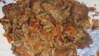 Плов с гузками индейки