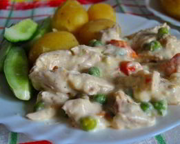 Фрикасе из кролика в винном соусе