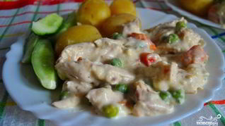 Фрикасе из кролика в винном соусе