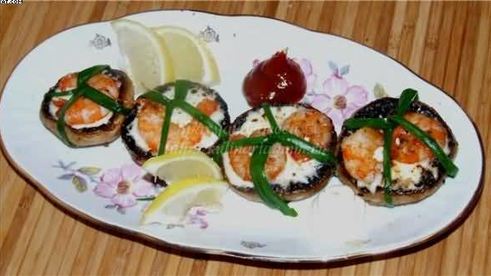 креветки в шляпе со сливочным сыром