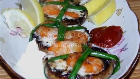 креветки в шляпе со сливочным сыром