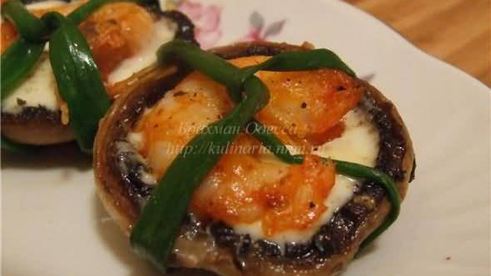 креветки в шляпе со сливочным сыром