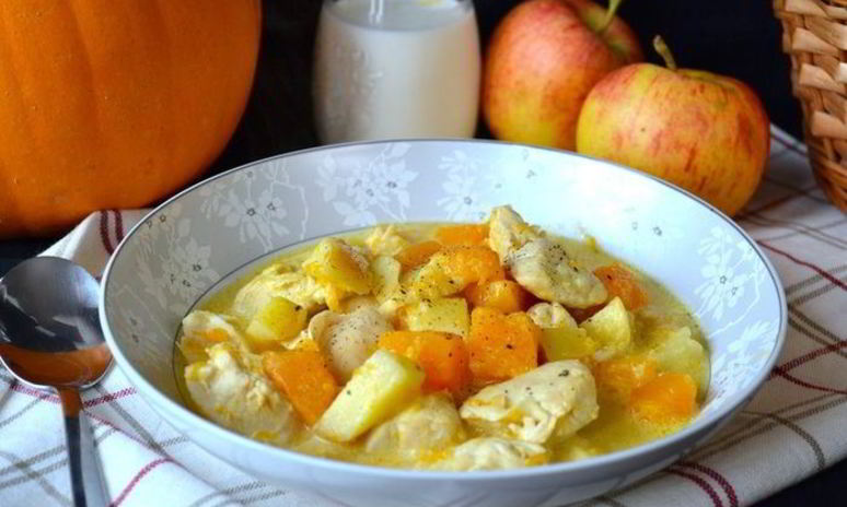 Рецепт куриного рагу с тыквой и яблоками
