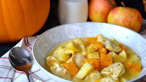 куриное рагу с тыквой и яблоками