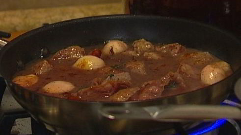 мясное рагу с чечевицей и шалотом