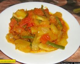 Овощное рагу из кабачков помидор и фасоли
