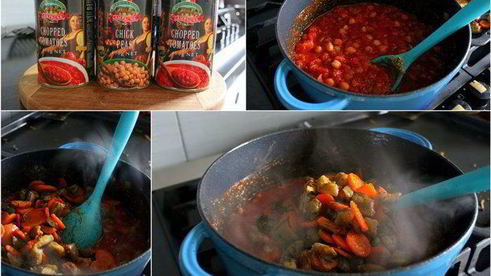 овощное рагу с нутом и моцареллой