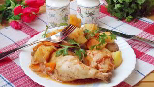 Рагу из курицы с баклажанами в рукаве