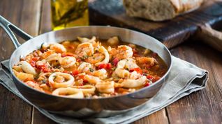 Рагу из трески и морепродуктов