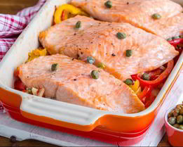 Запеченное рагу из рыбы с перцем