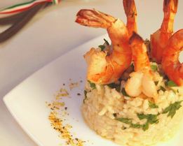 Дважды мускатное ризотто с креветками