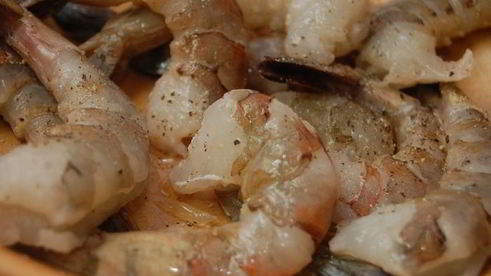 дважды мускатное ризотто с креветками