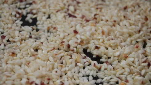 дважды мускатное ризотто с креветками