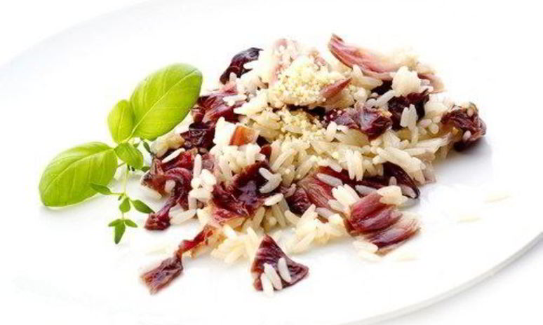 Рецепт красного ризотто с мангольдом