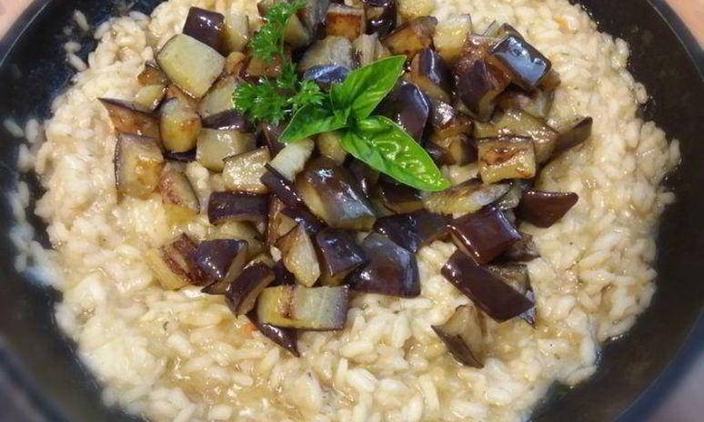 Рецепт ризотто с баклажаном и лимоном