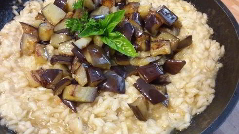 ризотто с баклажаном и лимоном
