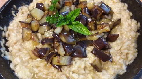 ризотто с баклажаном и лимоном