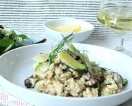 Ризотто с грибами, цукини и беконом