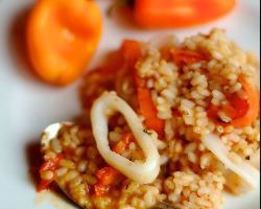 Ризотто с кальмарами и сладким перцем