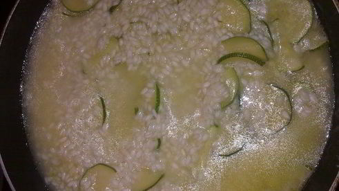 ризотто с креветками и цукини