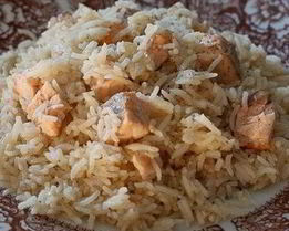 Ризотто с семгой и белым вином