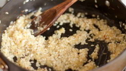 ризотто с шафраном и креветками