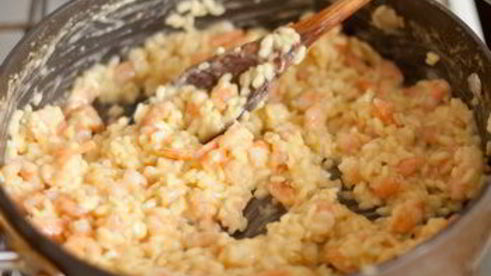 ризотто с шафраном и креветками