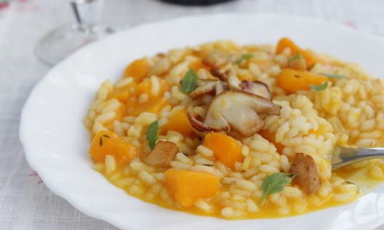 Рецепт ризотто с тыквой и белыми грибами