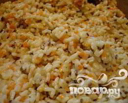 Сливочное ризотто с кубиками овощей и семенами льна