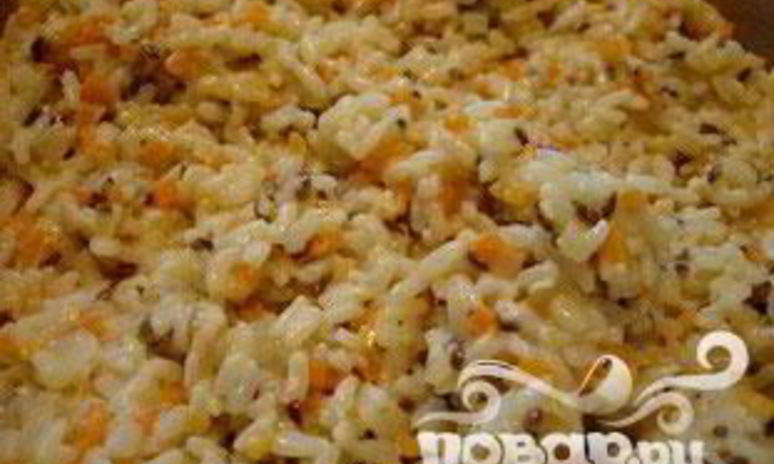 Рецепт сливочного ризотто с кубиками овощей и семенами льна