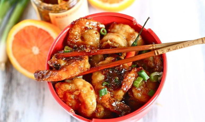 Рецепт креветок в апельсиновой корочке