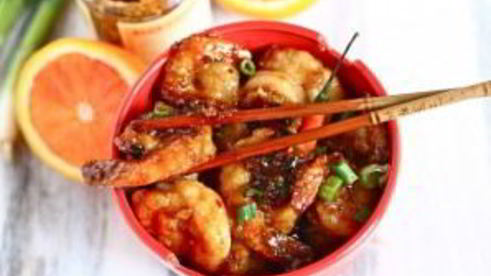 креветки в апельсиновой корочке