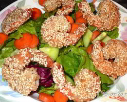 Креветки, жаренные в кунжуте