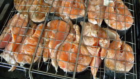 мускатная рыба гриль с творожным соусом