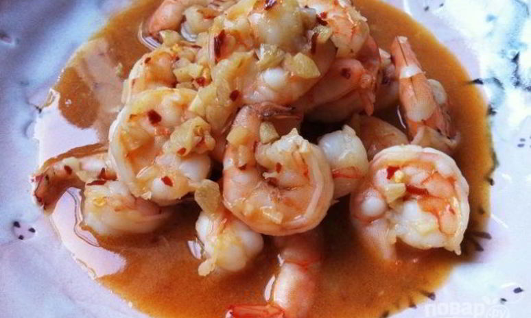Рецепт острых креветок в соусе