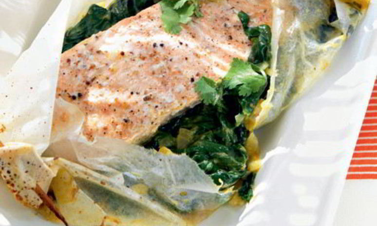 Рецепт семги в фольге со шпинатом