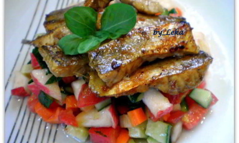 Рецепт судака в имбирном маринаде на овощной подушке
