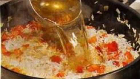 жареные гребешки с рисом