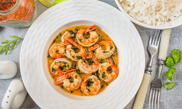 Рецепт жареных креветок в апельсиновом соусе