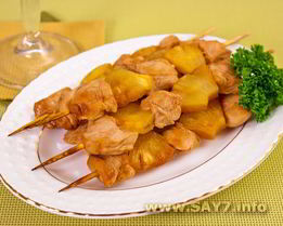 Шашлычки Домашние с куриным филе и ананасами