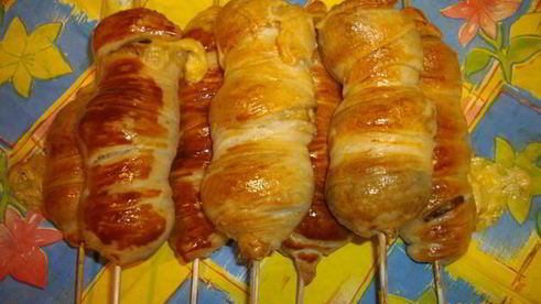 шашлычки из шампиньонов с сыром