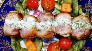 Шашлык из индейки в беконе