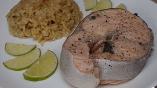 Стейк из семги на пару