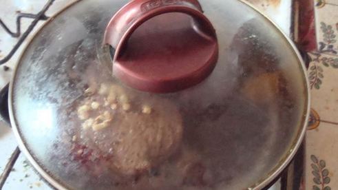 стейк с салатом микс