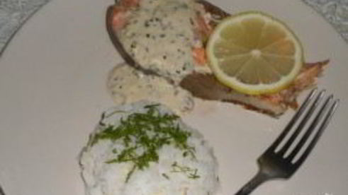 стейк семги под сливочным соусом