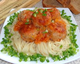 Макароны с тефтелями